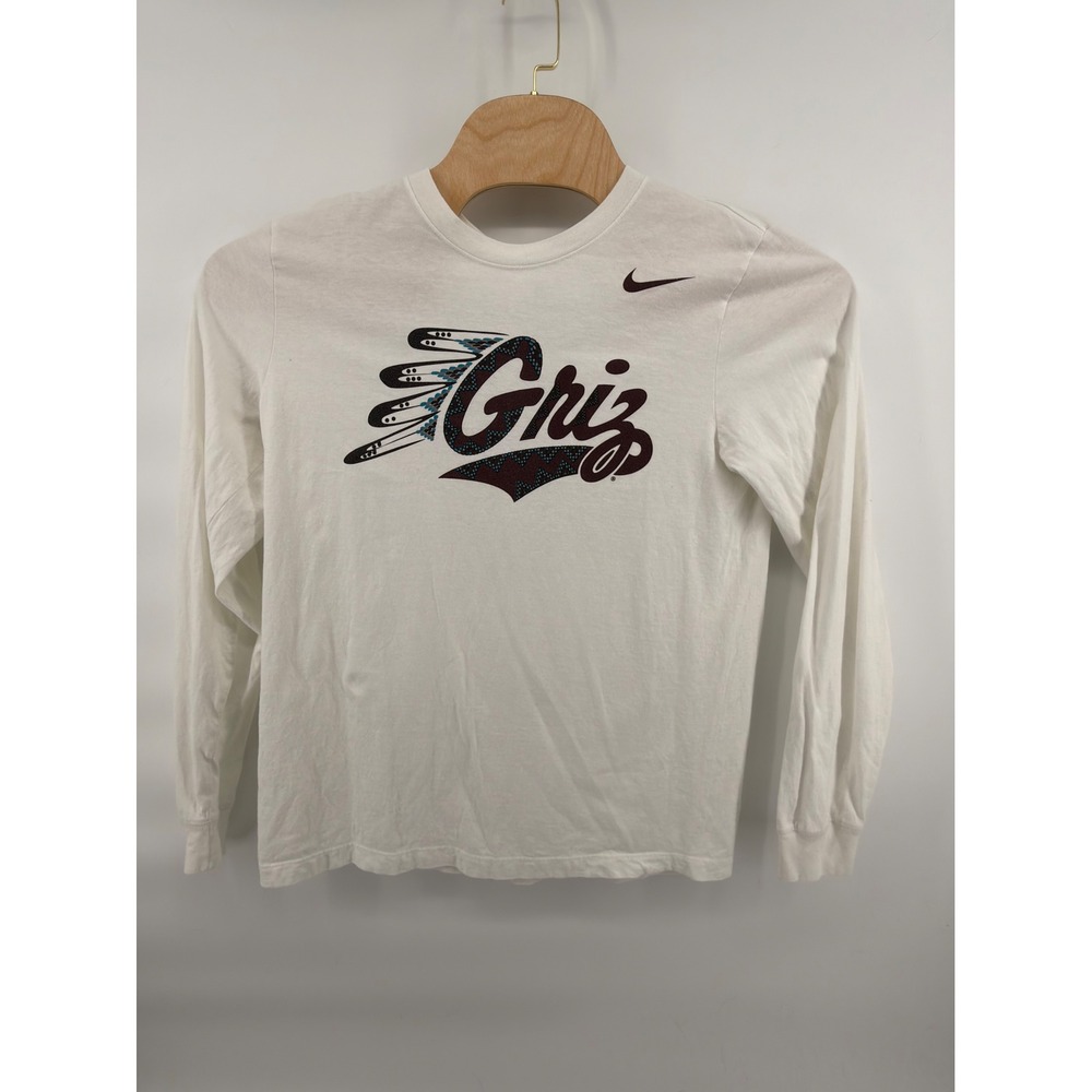 Nike N7 Montana Grizzlies Long Sleeve Shirt Mens Large White Griz Eagle Feather